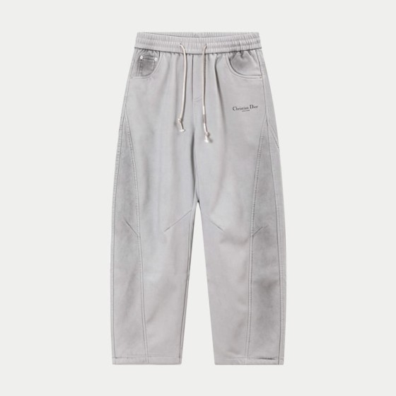Dior Grey Christian Dior Logo Wide-Leg Sweatpants
